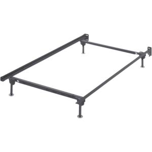 Signature Design by Ashley Adjustable Metal Bolt on Bed Base Frame with Protective Floor Glides, Queen, Black(Adjustable – Twin/Full)