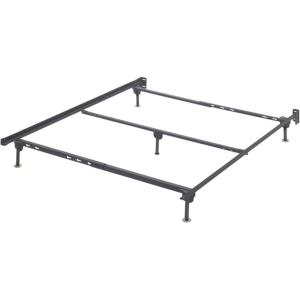 Signature Design by Ashley Adjustable Metal Bolt on Bed Base Frame with Protective Floor Glides, Queen, Black(Queen)