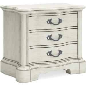 Signature Design by Ashley Arlendyne Classic 3 Drawer Nightstand with Power Supply and USB Ports, 29.5″ Tall, White
