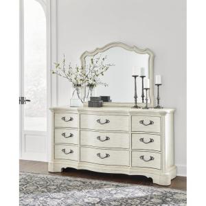 Signature Design by Ashley Arlendyne Traditional 5 Drawer Chest with Felt-lined Top Drawer for Bedroom, White(White)