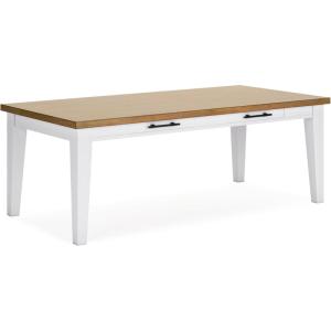 Signature Design by Ashley Ashbryn Casual Dining Table with 4 Felt-Lined Drawers for 8 People, White & Light Brown