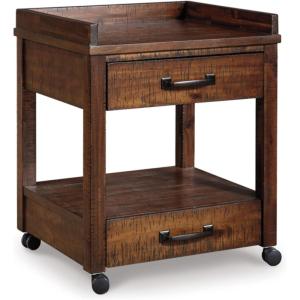 Signature Design by Ashley Baldridge Rustic Industrial Office Printer Stand with Storage, Brown(Rustic Brown)