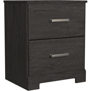 Signature Design by Ashley Belachime Contemporary 2 Drawer Nightstand, 24.41″ Tall, Black(Black)