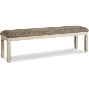 Signature Design by Ashley Bolanburg Casual 65″ Upholstered Dining Room Bench with Foam Cushion, Antique Cream & Brown(Antique Cream & Brown)