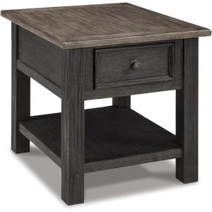 Signature Design by Ashley Bolanburg Farmhouse Square Two Tone End Table, Antique Cream(Blackish Brown)