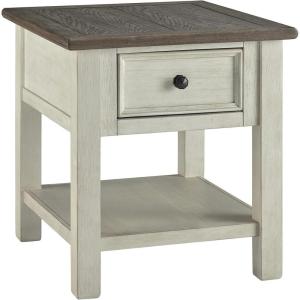Signature Design by Ashley Bolanburg Farmhouse Square Two Tone End Table, Antique Cream(Whitewash)