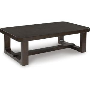 Signature Design by Ashley Breckington Modern Coffee Table with Trestle Base, Dark Brown