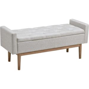 Signature Design by Ashley Briarson Tufted Upholstered Accent Bench with Storage, Beige & Brown