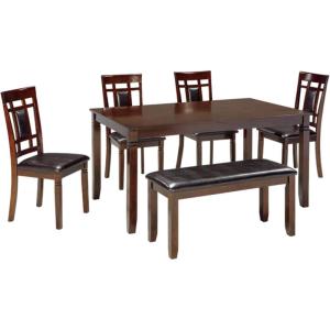 Signature Design by Ashley Bridson Modern 6 Piece Dining Set, Includes Dining Table, 4 Chairs & Bench, Gray(Brown)