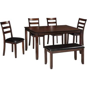 Signature Design by Ashley Bridson Modern 6 Piece Dining Set, Includes Dining Table, 4 Chairs & Bench, Gray(Dark Brown)