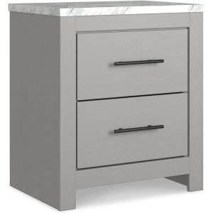 Signature Design by Ashley Bronyan Rustic 2 Drawer Nightstand, 24.72″ Tall, Gray(Grey)