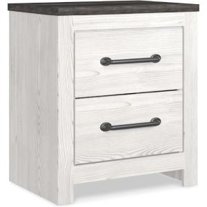 Signature Design by Ashley Bronyan Rustic 2 Drawer Nightstand, 24.72″ Tall, Gray(Two Tone White)