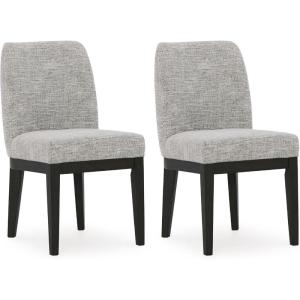 Signature Design by Ashley Burkhaus Traditional Dining Upholstered Arm Chair, 2 Count, Gray & Dark Brown(SIDE CHAIR)