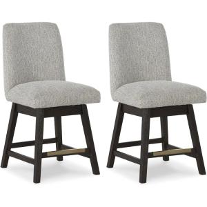 Signature Design by Ashley Burkhaus Traditional Dining Upholstered Arm Chair, 2 Count, Gray & Dark Brown(SWIVEL BARSTOOL)