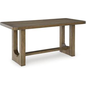 Signature Design by Ashley Cabalynn Casual Counter Height Dining Table with Trestle Base, Light Brown