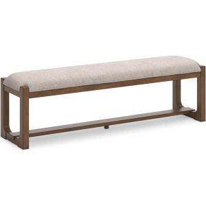 Signature Design by Ashley Cabalynn Farmhouse Upholstered 63″ Dining Bench, Beige & Light Brown