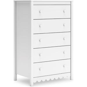 Signature Design by Ashley Cabinella 5 Drawer Tall Dresser, Tan(White)