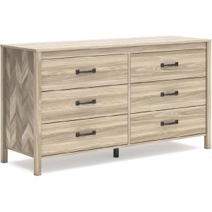 Signature Design by Ashley Cabinella Casual 6-Drawer Dresser with Safety Stop, Light Brown(Natural)