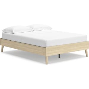 Signature Design by Ashley Cabinella Vintage Queen Platform Bed with Metal Slats and Center Support Legs, Light Brown(Light Brown)