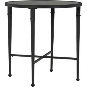 Signature Design by Ashley Cadeburg Industrial Mirrored-Tabletop Accent Table with Antiqued Finish, Black