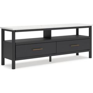 Signature Design by Ashley Cadmori Traditional 72″ TV Stand for TVs up to 82″ with Ambient Lighting, Open Shelf and Drawers, Black & White(Black & White)