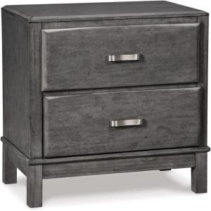 Signature Design by Ashley Caitbrook Contemporary 2 Drawer Nightstand with Dovetail Construction, 26″ Tall, Weathered Gray