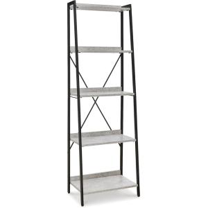 Signature Design by Ashley Carynhurst Rustic Farmhouse 75″ Bookcase with 4 Shelves, White(Gray/Black)