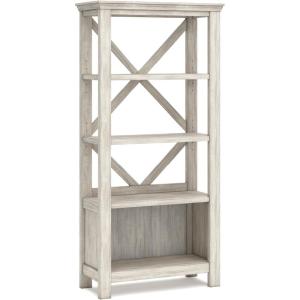 Signature Design by Ashley Carynhurst Rustic Farmhouse 75″ Bookcase with 4 Shelves, White(White)
