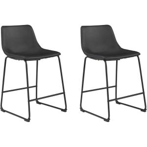 Signature Design by Ashley Centiar 24″ Counter Height Modern Bucket Barstool 2 Count, Brown(Black)