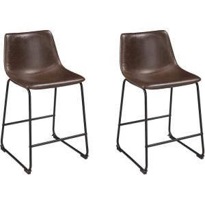 Signature Design by Ashley Centiar 24″ Counter Height Modern Bucket Barstool 2 Count, Brown(Brown)
