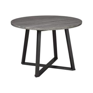 Signature Design by Ashley Centiar Mid Century Round Dining Room Table with Metal Legs, Gray & Black(Mid-Century)