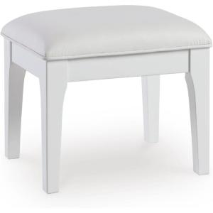 Signature Design by Ashley Chalanna Vanity Stool, 21″ W x 17″ D x 18″ H, White
