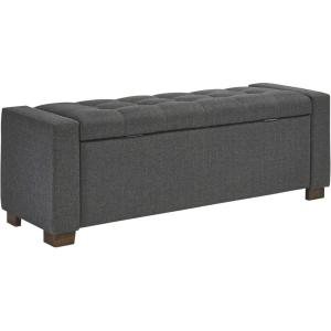 Signature Design by Ashley Cortwell Ottoman Tufted Entryway Storage Bench, Charcoal Gray(Grey)