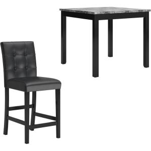 Signature Design by Ashley Coviar 5 Piece Counter Height Dining Set, Includes Table & 4 Barstools, Brown(Black/Gray)