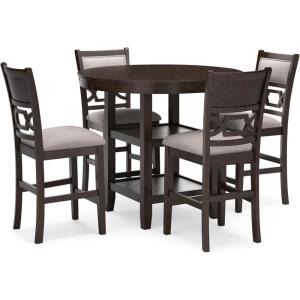 Signature Design by Ashley Coviar 5 Piece Counter Height Dining Set, Includes Table & 4 Barstools, Brown(Cherry Brown)