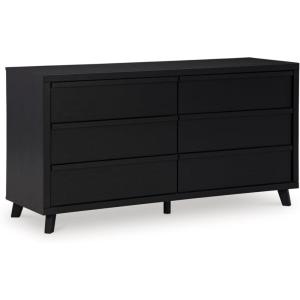 Signature Design by Ashley Danziar Modern 5 Drawer Wide Chest with Safety Stop, Black(6 Drawer Dresser)