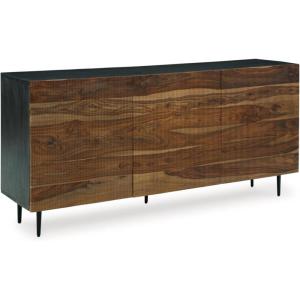 Signature Design by Ashley Darrey Contemporary 3-Door Accent Cabinet with 2 Shelves and Cord Management, Black & Dark Brown