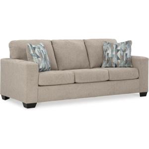 Signature Design by Ashley Deltona Contemporary 2-in-1 Sofa Sleeper with Folding Gel Memory Foam Mattress and 2 Accent Pillows, Queen, Beige