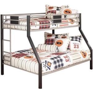 Signature Design by Ashley Dinsmore Industrial Twin Over Full Metal Children’s Bunk Bed with Ladder, Black & Gray(Twin/Full)