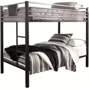Signature Design by Ashley Dinsmore Industrial Twin Over Full Metal Children’s Bunk Bed with Ladder, Black & Gray(Twin/Twin)