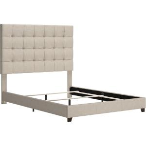 Signature Design by Ashley Dolante Modern Farmhouse Button-Tufted Upholstered Platform Bed, King, Beige(Gray Tufted)