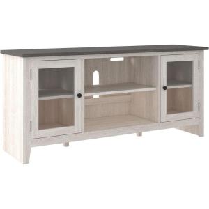 Signature Design by Ashley Dorrinson Farmhouse TV Stand with Fireplace Option, Fits TVs up to 58″, Whitewash(Whitewash)