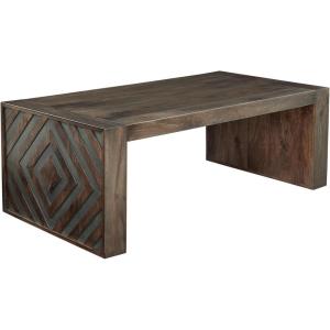 Signature Design by Ashley Dreggan Casual Coffee Table with Carved Diamond Pattern, Dark Brown & Gray