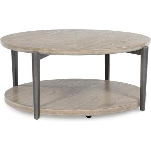 Signature Design by Ashley Dyonton Industrial Coffee Table with 4 Legs, Light Brown & Metallic