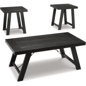 Signature Design by Ashley Fawndell Casual Table with Antiqued Finish, Set of 3, White & Light Brown(Black)