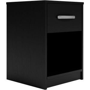 Signature Design by Ashley Flannia Scandanavian 1 Drawer Night Stand, Vintage Gray(Black)