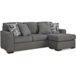 Signature Design by Ashley Gardiner Casual Right Hand Facing Sofa Chaise with 4 Accent Pillows, Gray