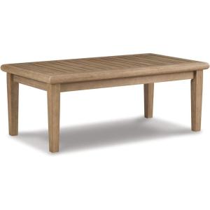 Signature Design by Ashley Gerianne Outdoor Eucalyptus Wood Square End Table, Gray Brown(Coffee Table)