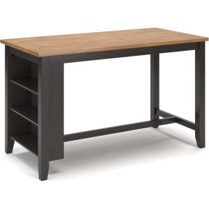 Signature Design by Ashley Gesthaven Contemporary Counter Height Dining Table with 3 Shelves and Trestle Base, Light Brown & Dark Brown(Light Brown & Dark Brown)