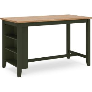 Signature Design by Ashley Gesthaven Contemporary Counter Height Dining Table with 3 Shelves and Trestle Base, Light Brown & Dark Brown(Light Brown & Green)